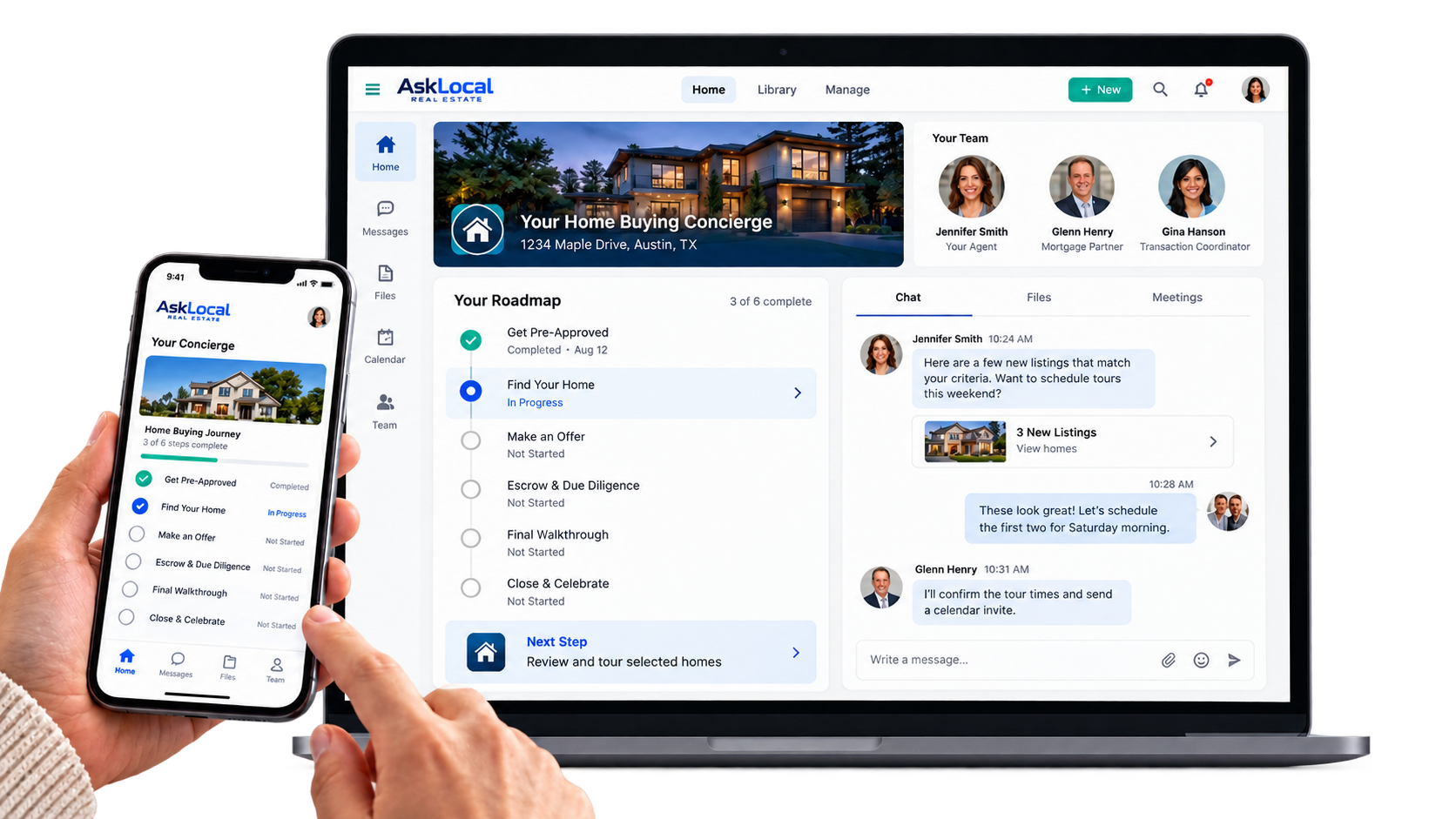 AskLocal client experience on desktop and mobile