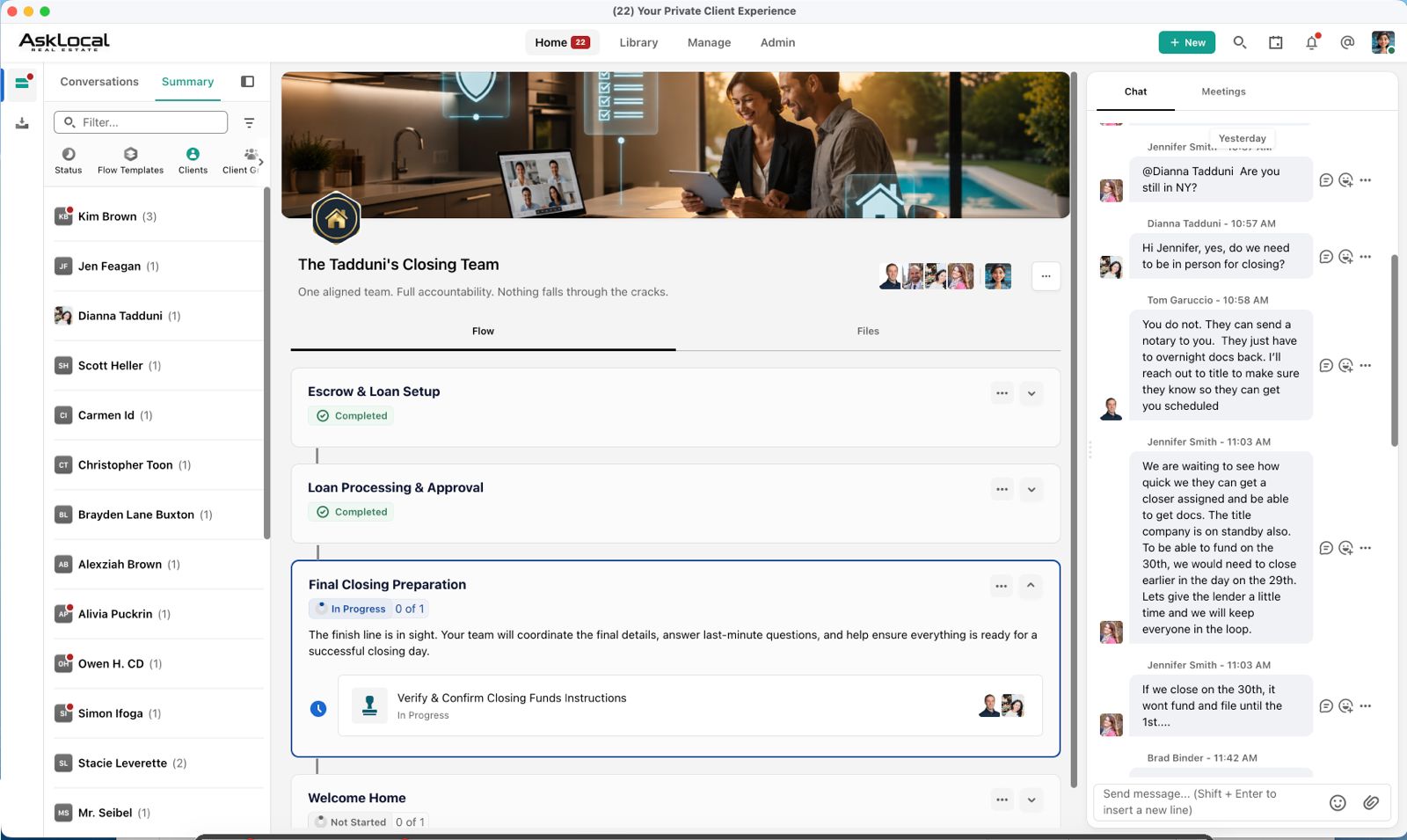 AskLocal client journey dashboard